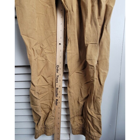 Ann Taylor Loft Womens Sz M Khaki Long Sleeve Linen Blend Utility Cargo Jumpsuit - Picture 6 of 14